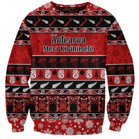 Personalised New Zealand Christmas Sweatshirt Aotearoa Kiwi Meri Kirihimete Red Version - Wonder Print Shop