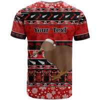 Personalised New Zealand Christmas T Shirt Aotearoa Kiwi Meri Kirihimete Red Version - Wonder Print Shop