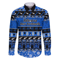 Personalised New Zealand Christmas Family Matching Puletasi Dress and Hawaiian Shirt Aotearoa Kiwi Meri Kirihimete Blue Version - Wonder Print Shop