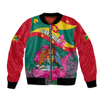 Grenada Independence Day Bomber Jacket Gwenad Bougainvillea Flowers - Wonder Print Shop