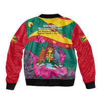 Grenada Independence Day Bomber Jacket Gwenad Bougainvillea Flowers - Wonder Print Shop