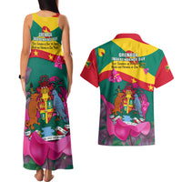 Grenada Independence Day Couples Matching Tank Maxi Dress and Hawaiian Shirt Gwenad Bougainvillea Flowers - Wonder Print Shop
