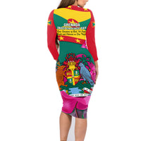 Grenada Independence Day Family Matching Long Sleeve Bodycon Dress and Hawaiian Shirt Gwenad Bougainvillea Flowers - Wonder Print Shop