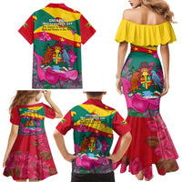Grenada Independence Day Family Matching Mermaid Dress and Hawaiian Shirt Gwenad Bougainvillea Flowers - Wonder Print Shop