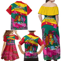 Grenada Independence Day Family Matching Off Shoulder Maxi Dress and Hawaiian Shirt Gwenad Bougainvillea Flowers - Wonder Print Shop