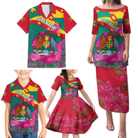 Grenada Independence Day Family Matching Puletasi Dress and Hawaiian Shirt Gwenad Bougainvillea Flowers - Wonder Print Shop