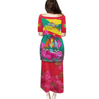 Grenada Independence Day Family Matching Puletasi Dress and Hawaiian Shirt Gwenad Bougainvillea Flowers - Wonder Print Shop