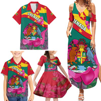 Grenada Independence Day Family Matching Summer Maxi Dress and Hawaiian Shirt Gwenad Bougainvillea Flowers - Wonder Print Shop