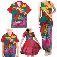 Grenada Independence Day Family Matching Tank Maxi Dress and Hawaiian Shirt Gwenad Bougainvillea Flowers - Wonder Print Shop
