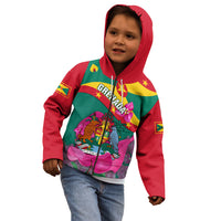 Grenada Independence Day Kid Hoodie Gwenad Bougainvillea Flowers - Wonder Print Shop
