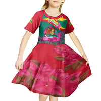 Grenada Independence Day Kid Short Sleeve Dress Gwenad Bougainvillea Flowers - Wonder Print Shop