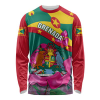 Grenada Independence Day Long Sleeve Shirt Gwenad Bougainvillea Flowers - Wonder Print Shop