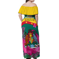 Grenada Independence Day Off Shoulder Maxi Dress Gwenad Bougainvillea Flowers - Wonder Print Shop