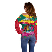 Grenada Independence Day Off Shoulder Sweater Gwenad Bougainvillea Flowers - Wonder Print Shop