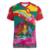 Grenada Independence Day Women V Neck T Shirt Gwenad Bougainvillea Flowers - Wonder Print Shop