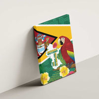 Guyana Republic Day Canvas Wall Art Scarlet Macaw With Map Tropical Style