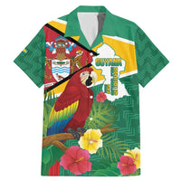 Guyana Republic Day Family Matching Mermaid Dress and Hawaiian Shirt Scarlet Macaw With Map Tropical Style