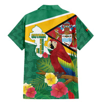 Guyana Republic Day Family Matching Mermaid Dress and Hawaiian Shirt Scarlet Macaw With Map Tropical Style