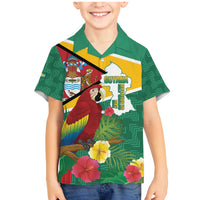 Guyana Republic Day Family Matching Mermaid Dress and Hawaiian Shirt Scarlet Macaw With Map Tropical Style