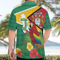 Guyana Republic Day Hawaiian Shirt Scarlet Macaw With Map Tropical Style