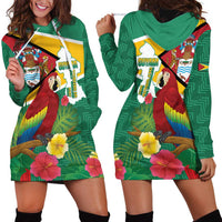 Guyana Republic Day Hoodie Dress Scarlet Macaw With Map Tropical Style
