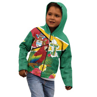 Guyana Republic Day Kid Hoodie Scarlet Macaw With Map Tropical Style