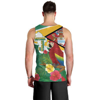 Guyana Republic Day Men Tank Top Scarlet Macaw With Map Tropical Style
