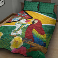 Guyana Republic Day Quilt Bed Set Scarlet Macaw With Map Tropical Style - Wonder Print Shop