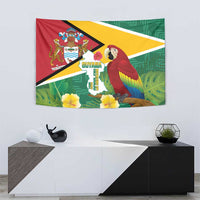 Guyana Republic Day Tapestry Scarlet Macaw With Map Tropical Style - Wonder Print Shop