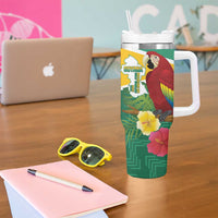 Guyana Republic Day Tumbler With Handle Scarlet Macaw With Map Tropical Style - Wonder Print Shop