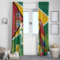 Guyana Republic Day Window Curtain Scarlet Macaw With Map Tropical Style - Wonder Print Shop