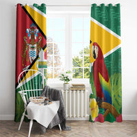 Guyana Republic Day Window Curtain Scarlet Macaw With Map Tropical Style - Wonder Print Shop