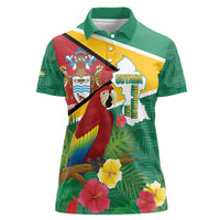 Guyana Republic Day Women Polo Shirt Scarlet Macaw With Map Tropical Style - Wonder Print Shop