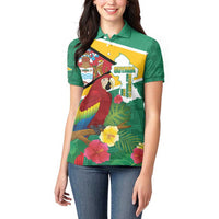Guyana Republic Day Women Polo Shirt Scarlet Macaw With Map Tropical Style - Wonder Print Shop