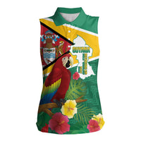 Guyana Republic Day Women Sleeveless Polo Shirt Scarlet Macaw With Map Tropical Style - Wonder Print Shop