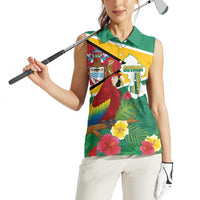 Guyana Republic Day Women Sleeveless Polo Shirt Scarlet Macaw With Map Tropical Style - Wonder Print Shop