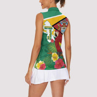 Guyana Republic Day Women Sleeveless Polo Shirt Scarlet Macaw With Map Tropical Style - Wonder Print Shop
