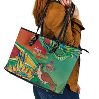 Guyana Republic Day Leather Tote Bag Happy Mashramani 55th Anniversary
