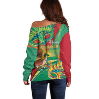Guyana Republic Day Off Shoulder Sweater Happy Mashramani 55th Anniversary