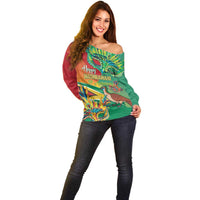 Guyana Republic Day Off Shoulder Sweater Happy Mashramani 55th Anniversary