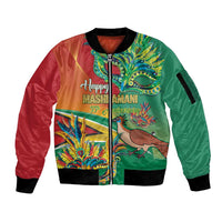 Guyana Republic Day Sleeve Zip Bomber Jacket Happy Mashramani 55th Anniversary - Wonder Print Shop