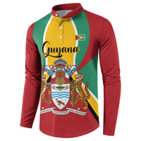 Personalized Guyana Coat Of Arms Button Sweatshirt Flag Color