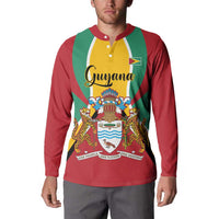 Personalized Guyana Coat Of Arms Button Sweatshirt Flag Color