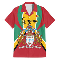 Personalized Guyana Coat Of Arms Family Matching Mermaid Dress and Hawaiian Shirt Flag Color