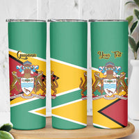 Personalized Guyana Coat Of Arms Skinny Tumbler Flag Color - Wonder Print Shop