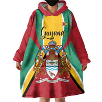 Personalized Guyana Coat Of Arms Wearable Blanket Hoodie Flag Color - Wonder Print Shop