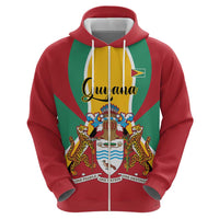 Personalized Guyana Coat Of Arms Zip Hoodie Flag Color - Wonder Print Shop