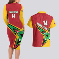 Custom Guyana Cricket Couples Matching Long Sleeve Bodycon Dress and Hawaiian Shirt Go Champions Amazon Warriors