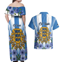 Estonia Independence Day Couples Matching Off Shoulder Maxi Dress and Hawaiian Shirt Head Eesti Vabariigi Aastapaeva!