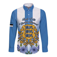 Estonia Independence Day Long Sleeve Button Shirt Head Eesti Vabariigi Aastapaeva!
